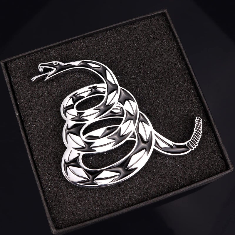 Fsforcar Dont Tread on Me Metal Car Sticker  Gadsden Flag Auto Emblem  3D Snake Decal for Automotive  Truck  Motorcycle (Silver) - Image 3